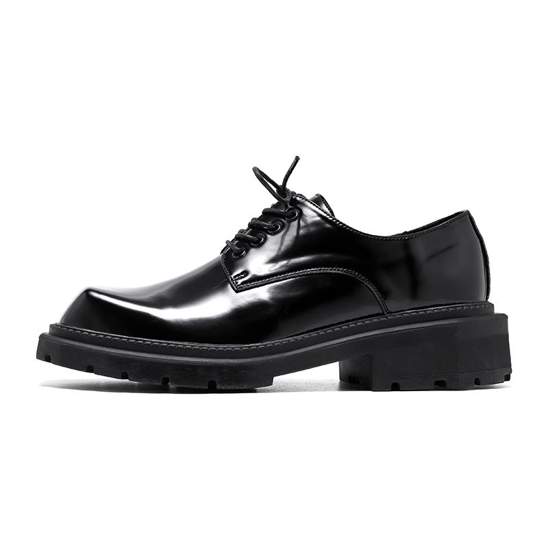 Physical Shooting British Style Business Casual Banquet Dress Square Toe Black Patent Leather Height Increasing Shoes For Men's