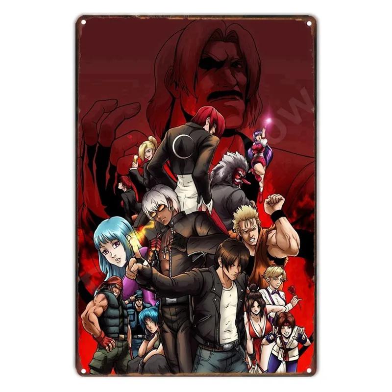 The King Of Fighters Anime Vintage Metal Sign, Wall Art Poster, Fighting Games, Retro Sign For Bar,Club,Man Cave,Home Wall Decor
