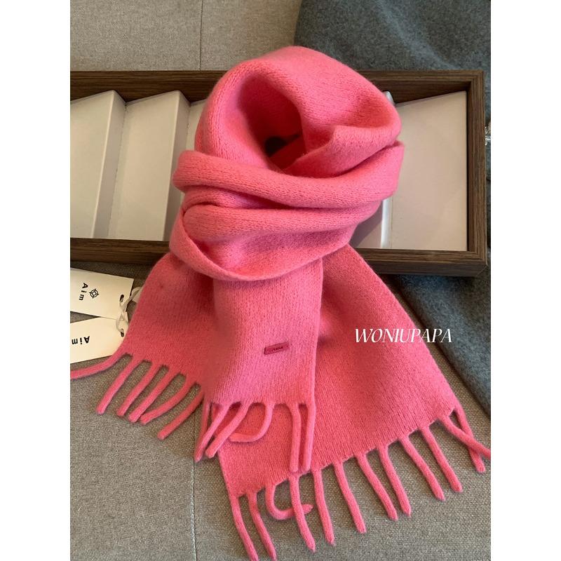 Solid color Fringed Scarf for Women High Density Thickened Warm Plush Scarf for Autumn and Winter