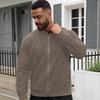 Autumn Solid Color Men's Zipper Jacket Casual Retro Long Sleeve Cardigan Coat