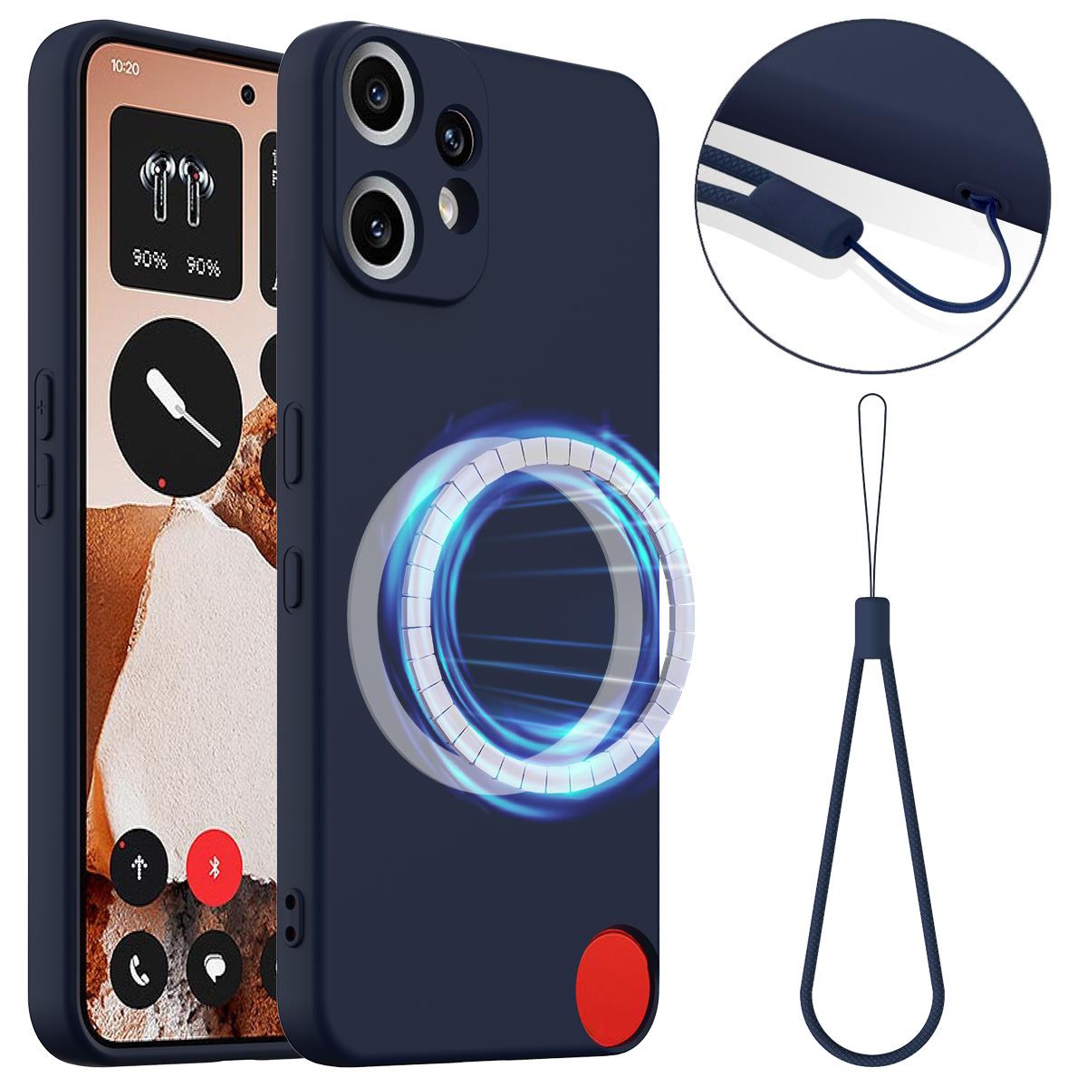 

For Nothing CMF Phone 2 Pro Case Compatible with MagSafe Anti-Drop Liquid Silicone Phone Cover Dark Blue