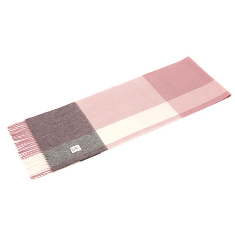 RECLOW RECLOW LAND 100% Cashmere Check Muffler Pink Gray