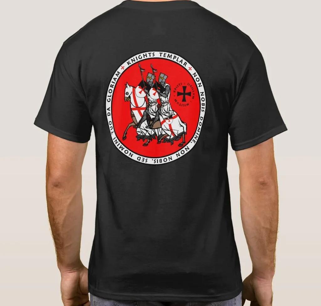 Two Knights On One Horse Seal Templar Knights Symbol TShirt 100 Cotton ONeck Summer Short Sleeve Casual Mens Tshirt