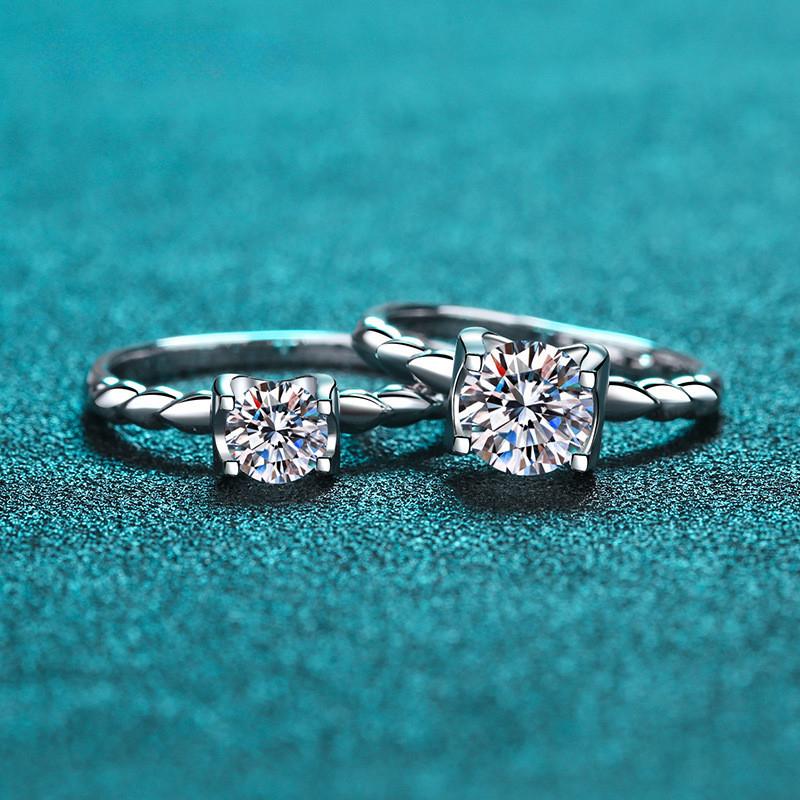 GRA-zertifizierter echter Moissanit-Ehering, 1 CT, 18 Karat Weißgold plattiert, Diamant-Versprechensringe, Brautring, edler Schmuck für Frauen