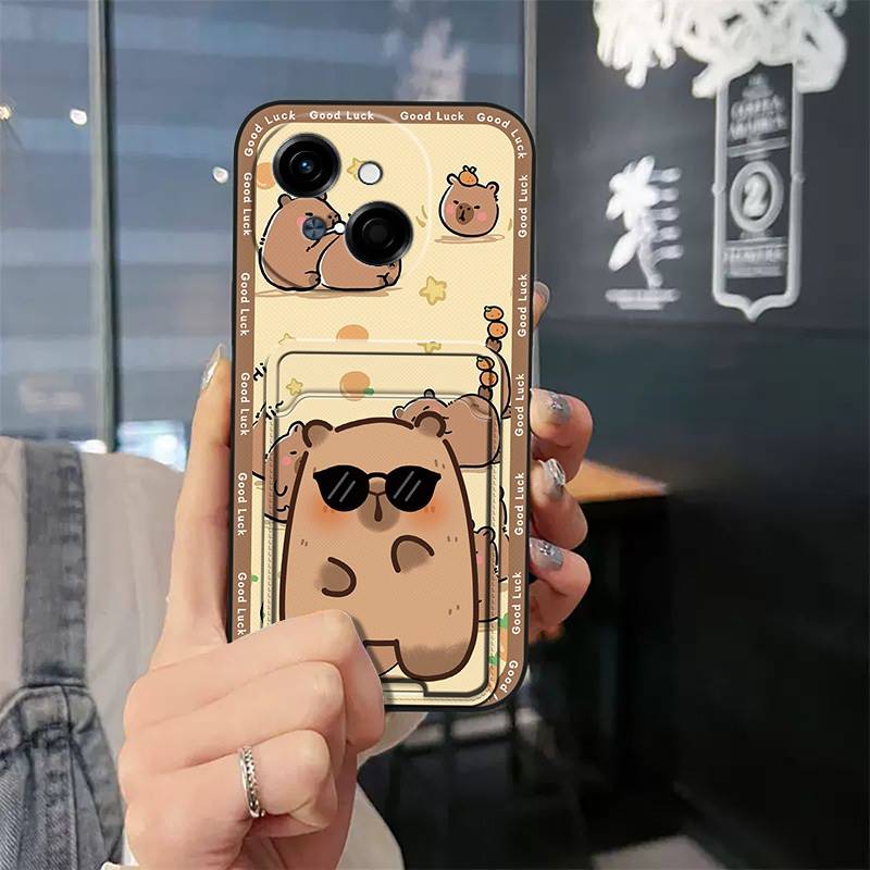 Schutzhülle Modisches Design für Tecno POP9 4G/Spark GO 1/KL4 Niedliches TPU Kartenfach Kartenhülle Stoßfest Cartoon