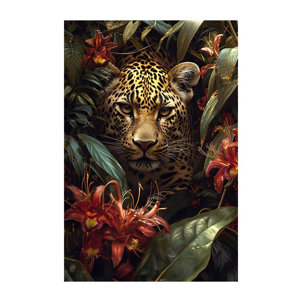 Tropical Animals Fantasy Poster Leopard In Jungle Canvas Painting Wall Prints Picture for Living Room Home Decor