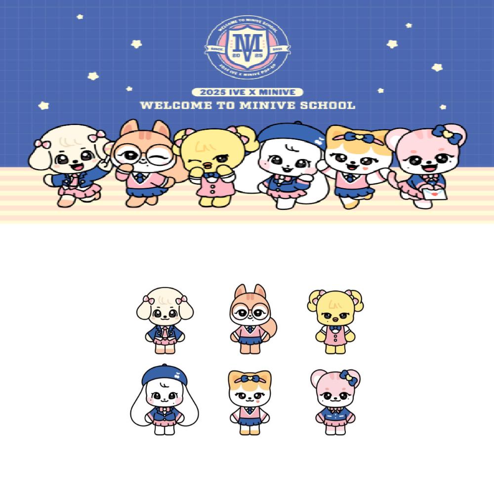 

Предзаказ 2025 IVE X MINIVE POP-UP Добро пожаловать в школу MINIVE Плюшевый брелок GANGANJI