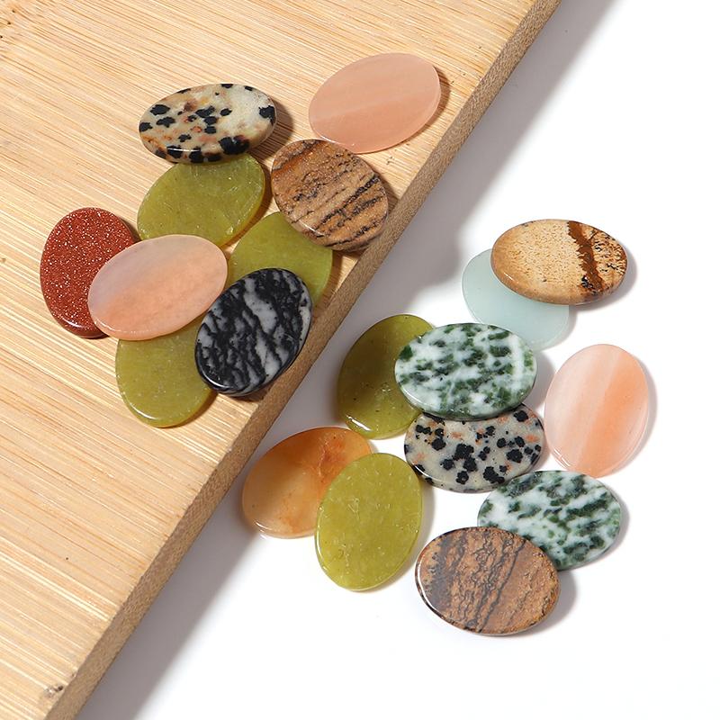 5pcs 13x18mm Oval Natural Cabochon Stone Flat Round Colorful Spacers For Earrings/Pendant DIY Jewelry Making Accessories