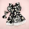 Yousheng Summer Dog Dress Cute Bow Hairpin Floral Print Elegant Outfit Breathable Casual Wear Bow-knot Lace Princess Dress Pet Cat Two-legged Clothing