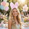 Plush Easter Headpiece Long Ears Rabbit Ear Hair Hoop Bunny Head Wear  Birthday Party