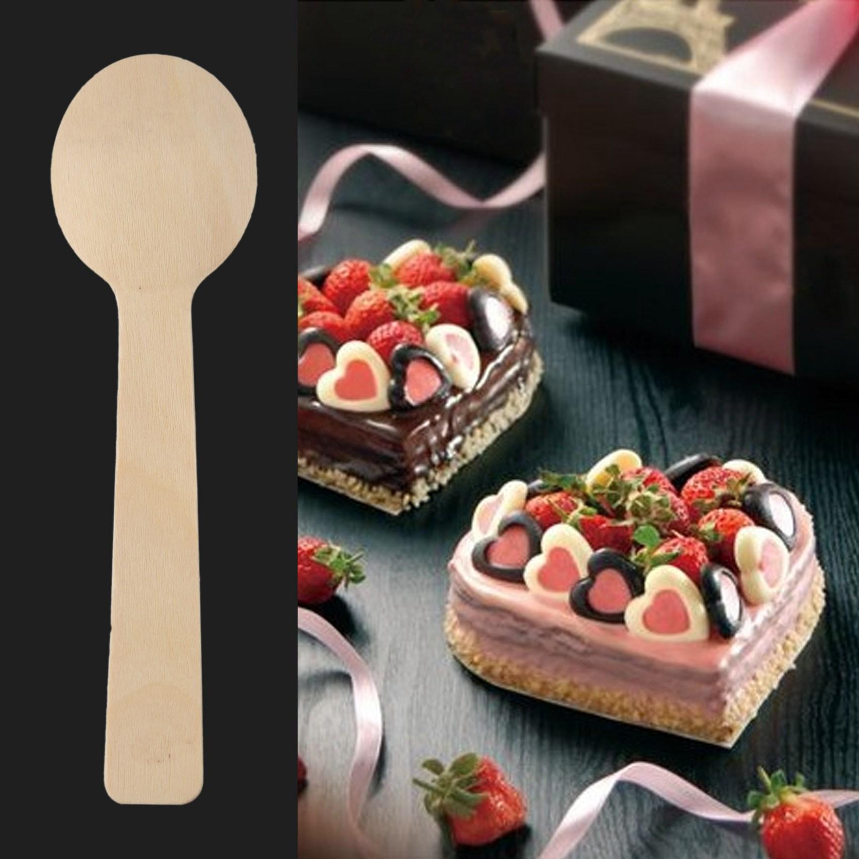 

Good-100Pcs Disposable Wooden Spoon Mini Ice Cream Spoon Wood Western Dessert Scoop Wedding Party Tableware Kitchen Accessories