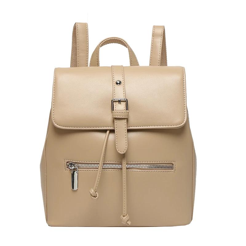 Solid Flap Women's Backpacks with Internal Compartments Zippered Inner Pocket High-quality Bags PU Fashion Backpacks
