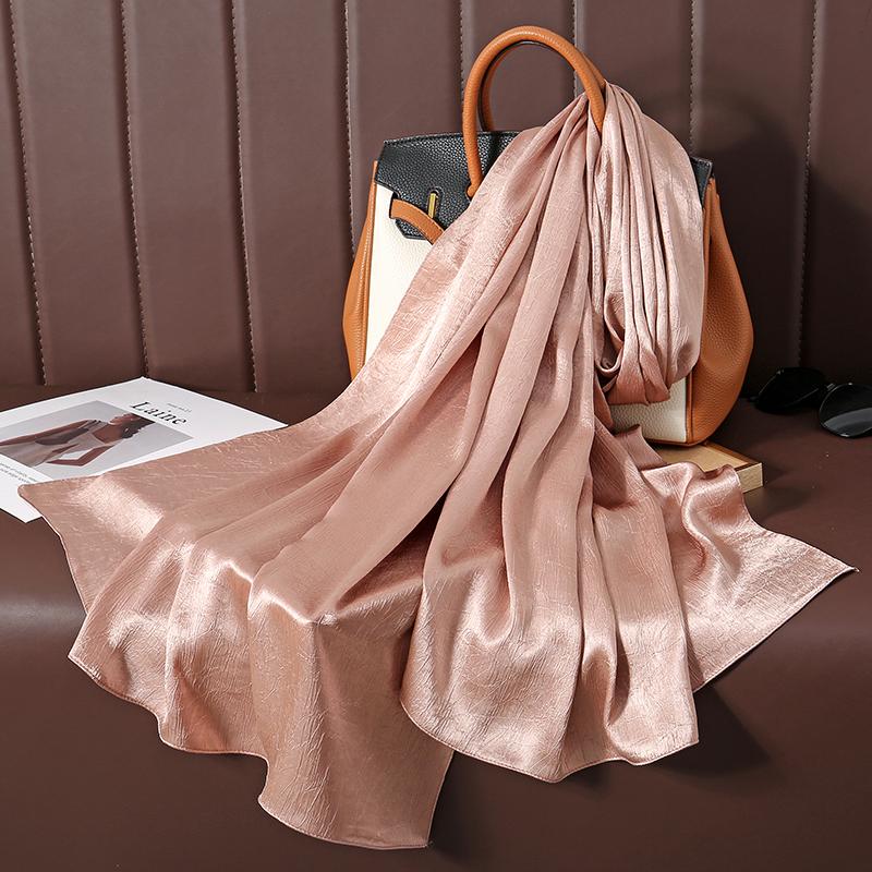 Large Size Silkly Stain Scarf Women Plain Foulard Femme Luxury Hijab Long Bandana Evening Party Dress Shawls and Wraps
