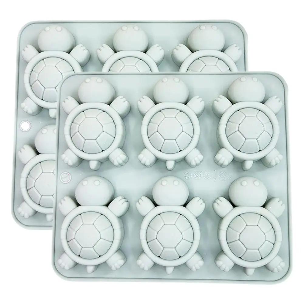 1/2 Pack Chocolate Molds 6 Cavity Turtle Silicone Molds for Cake Gummy Jello Ice Cube Crayon Cake Decoration Soap Molds O7L8