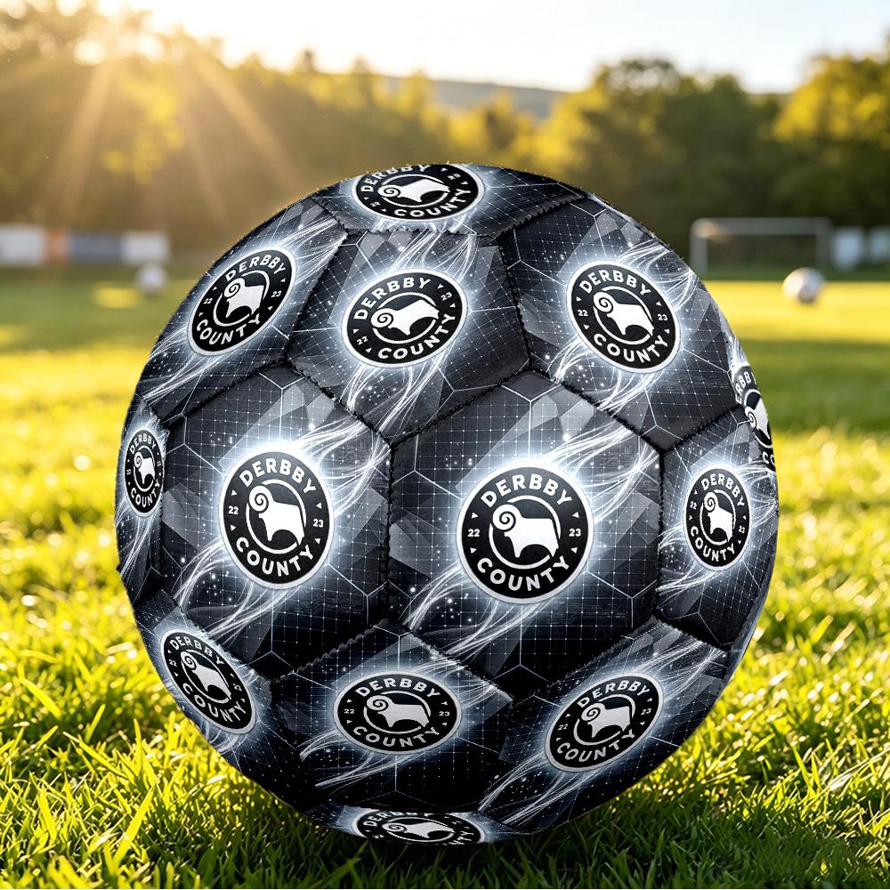 Derby County FootballPrinted Size 5 Soccer Bball, Anti Slip Adult Match Football Souvenir for Football Fans