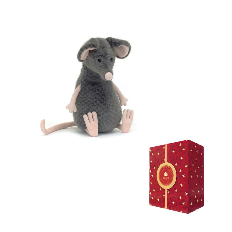 

JELLYCAT Woods Animal Series Lachlan Sad Rat Lachlan Sad Rat Grey Doll Plush Figure Sitting 24cm High Year of The Snake Box Limited Edition