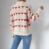 Spring Autumn Heart Jacquard Sweater Women's Loose Relaxed-fit Pullover Luxurious Soft Knit Slimming Versatile Casual Top