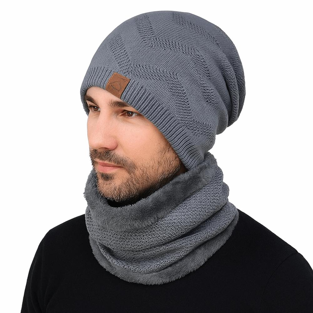 soft Thermal Knit Cap Thicken Warm Wool Hat Hiking Winter Beanie Hat Scarf Set  Winter Season