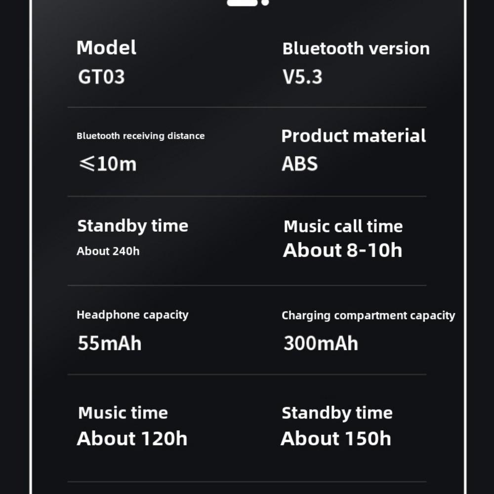 OWS Open Bluetooth Earphone GT03 Sport Earphone with Long Life with Digital Display