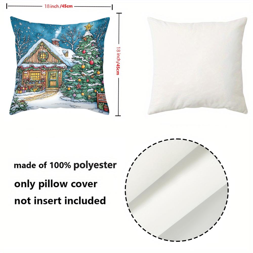 1 Pieces Christmas Cottage Pattern Decorative Throw Pillows Polyester pillowcase, sofa decorative cushion cov Headboard Pillow