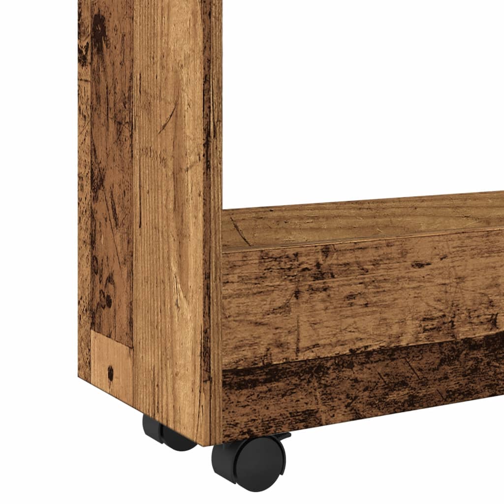 Narrow Storage Cart 3 Tiers Reclaimed Wood Look Engineered Wood