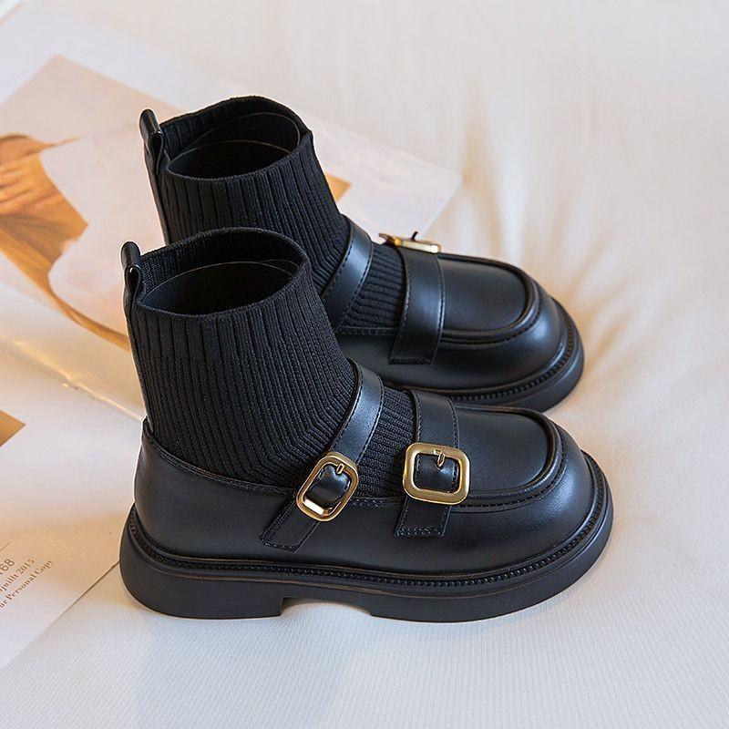 

Осенние новые кожаные сапоги принцессы для девочек, короткие сапоги 34