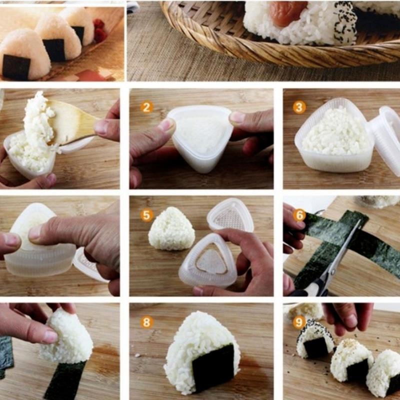 2PCS Triangle  Bear Heart Flower Shape Sushi Mold Onigiri Rice Ball Bento Press Sushi and Ball Maker Mould DIY Tools Set Kitchen Accessories