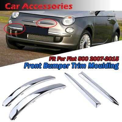 Rhyming Car Front Bumper Upper Lower Trim Moulding Chrome Plating Silver Strip Fit For Fiat 500 2007-2015 735455056