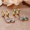New Square Green Zircon Hoop Earrings For Women  Exquisite Student Girlfriend Fashion Jewelry Accessories Gift