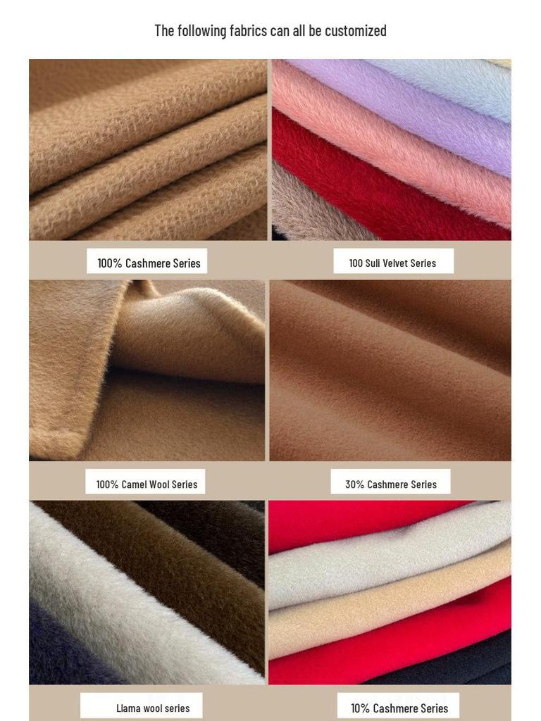 Camel Double-Faced Women’s Long Cashmere Wool Coat - 15% Cashmere, 85% Wool, New for Autumn/Winter 2024.