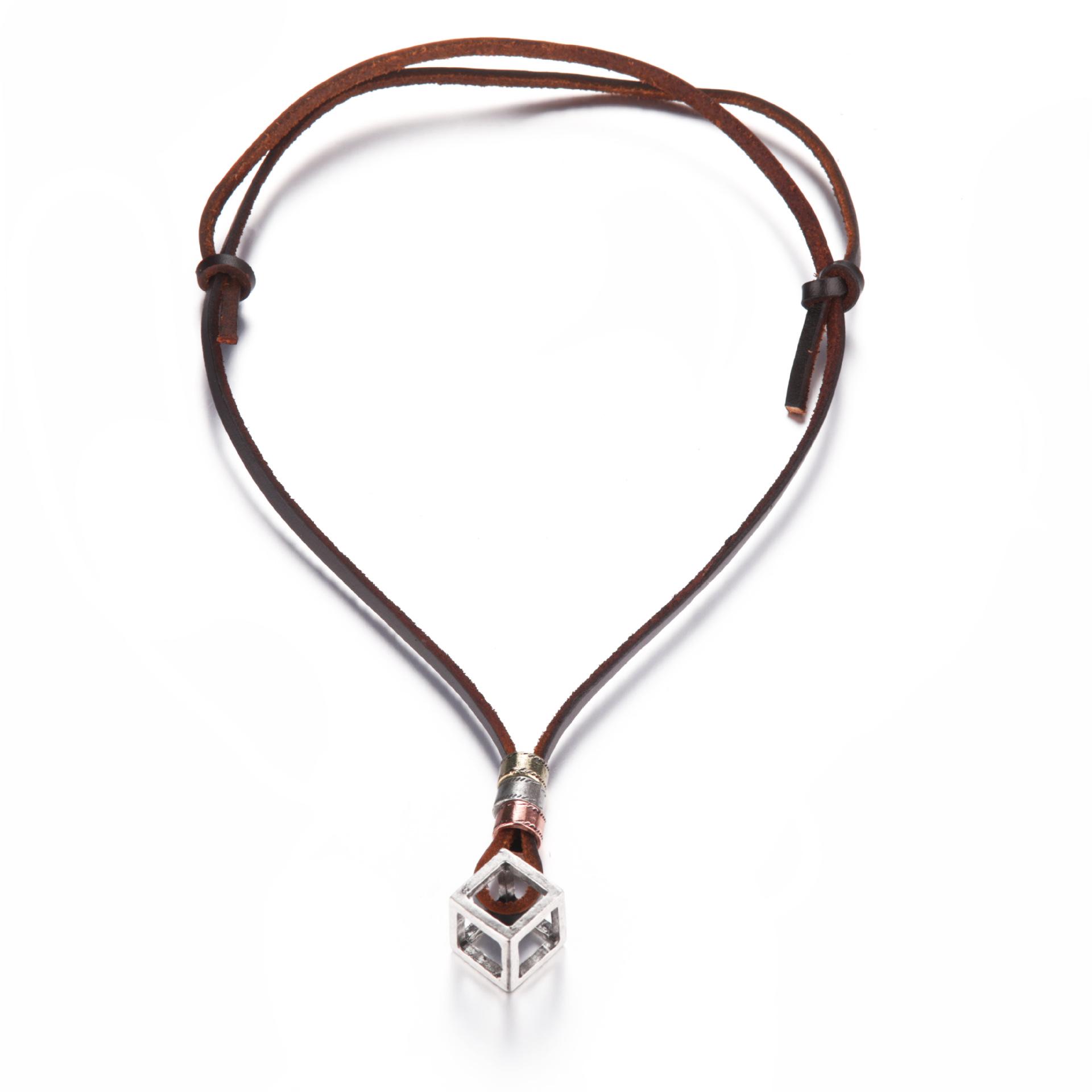 European American Fashion Square Leather Rope Necklace - New Style