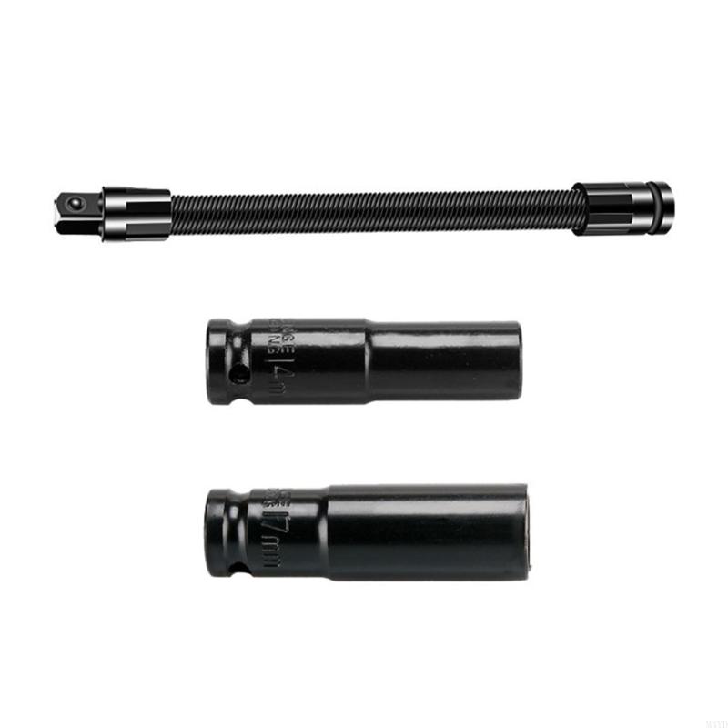 3Pieces High Strength Carbon Steel Wrench Extension Rod With 2Socket For Auto Repair Work Professional Mechanics M4YD