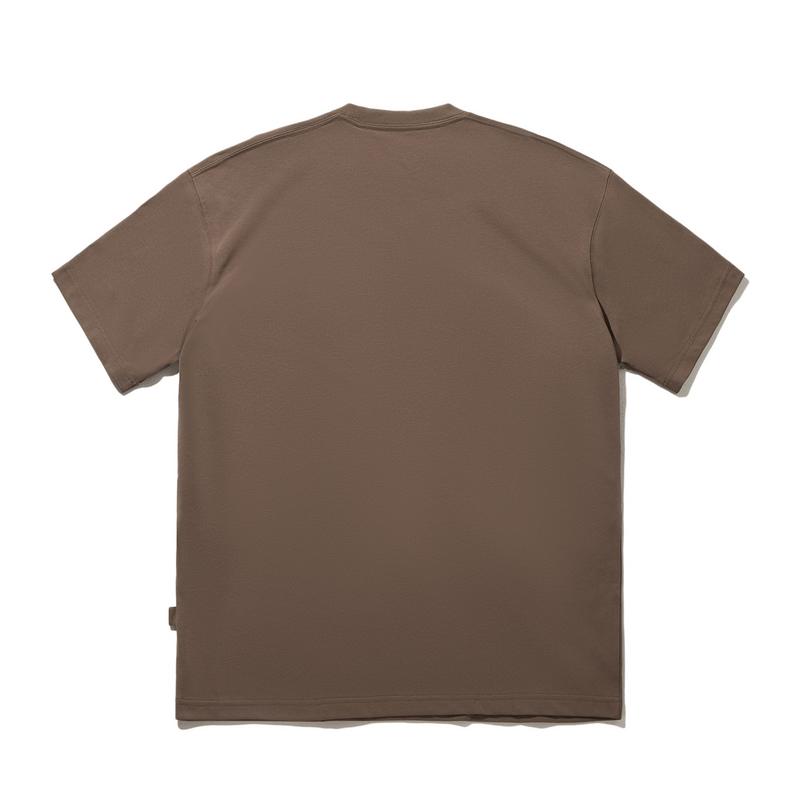 Li Ning Simple Versatile Solid Color Embroidered Casual T-Shirt Unisex Tops Clay-Brown AHSWD09-5