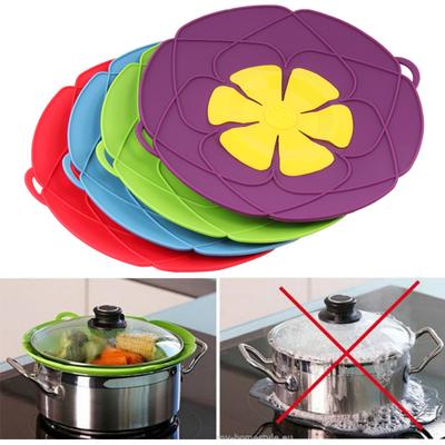 Silicone Lid Spill Stopper Cover For Pot Pan Kitchen Accessories Cooking Tools Flower Cookware Home Kitchen Accessories Gadgets