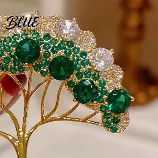Brooch Women Sparkling Rhinestone Inlaid Money Tree Shape Anti-Exposure Decorative