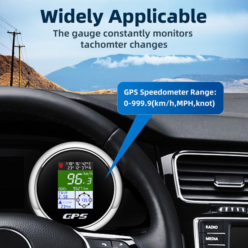 85mm Gauge GPS Speedometer ODO with Compass Longitude Latitude Altitude MPH Knots km/h for Car Boat Marine 12V24V