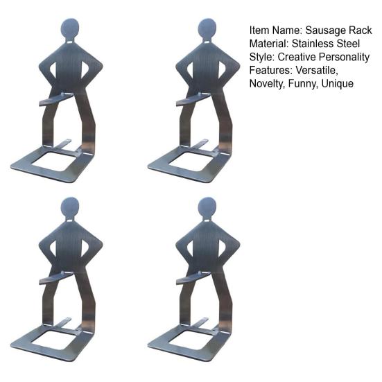 Stainless Steel BBQ Sausage Grill Rack Human-Shaped Hot Dog Roaster Rack Multi-Purpose Non-Stick Sausage Stand Holder for Meatballs