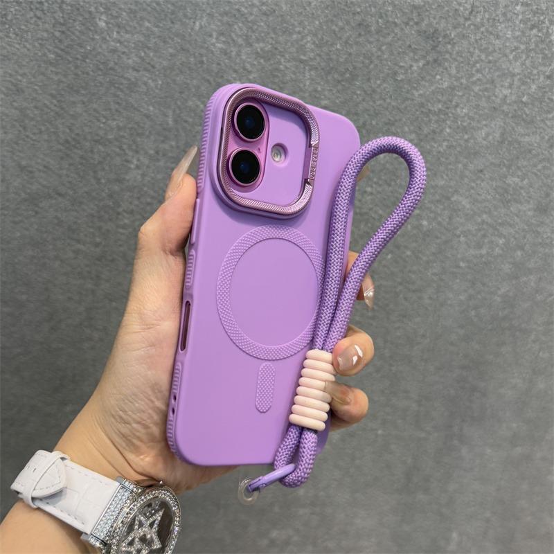Luxury Kickstand Stand With lanyard Magsafe Phone Case For iPhone 11 12 13 14 15 16 Pro Max Plus Magnetic Soft Bumper Back Cover