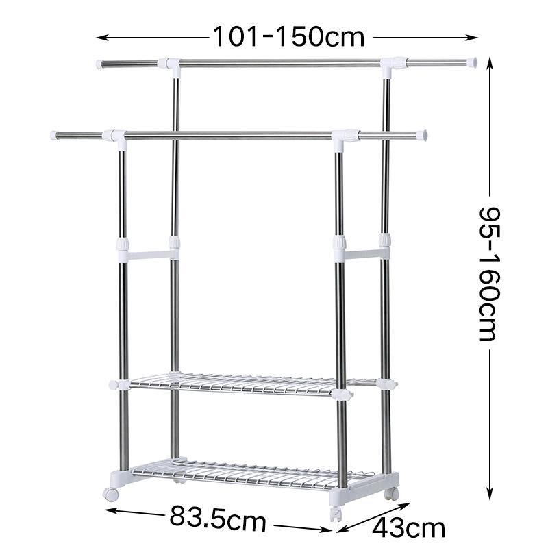 Reinforced Telescopic Stainless Steel Double Rod Clothes & Quilt Drying Rack 0327A
