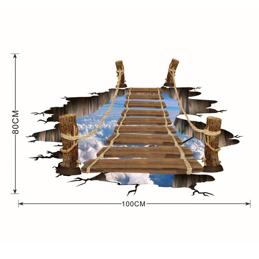 Wolkenstil Holzbrücke Bodenaufkleber Heimdeko Wandaufkleber