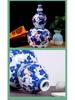 Jingdezhen Blue & White Gourd Vase: Ceramic Underglaze Red Wine, Oil, Vinegar Pot & Double-Layer Storage Jar Ornament.