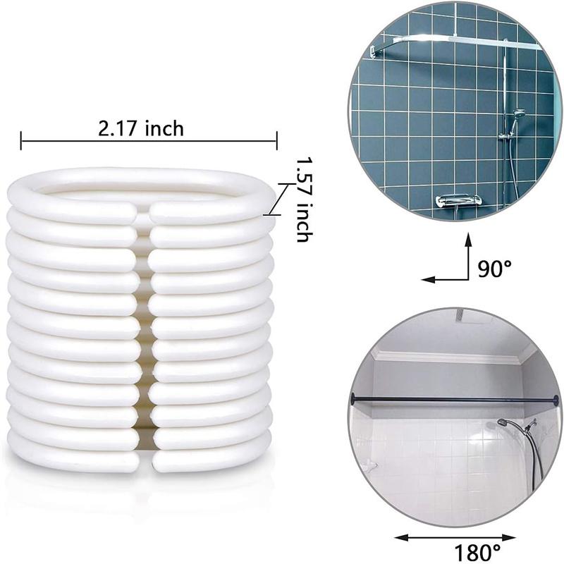 Shower Curtain, Transparent PEVA, Waterproof, Semi-Transparent Clear, Anti-Mold PVC-Free, Washable With 12 Rings