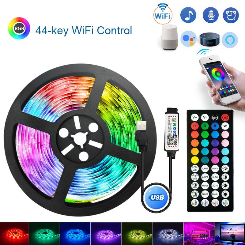 Smart WiFi Bluetooth APP Control RGB LED Strip Lights 1-20M Flexible TV Backlight for Room Party Decor