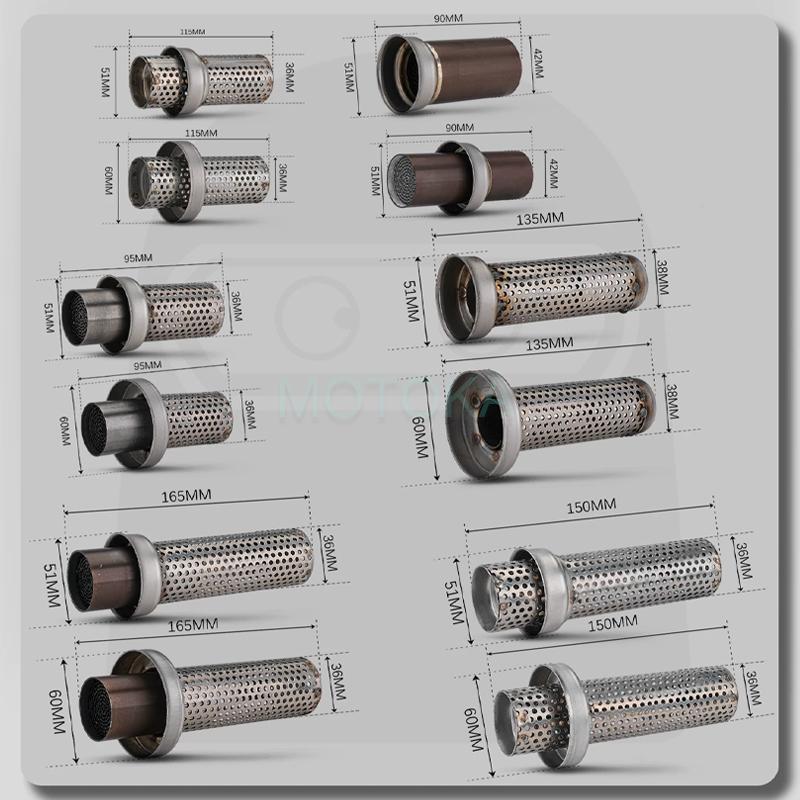 MOKALA SPEED Modified 51mm 60mm Muffler Honeycomb Catalyst Sound Eliminator Motorcycle Exhaust DB Killer