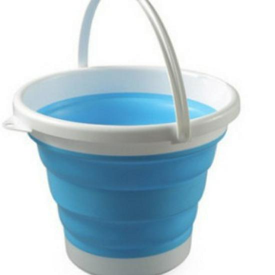 Portable Foldable Water Bucket with Lid - Silicone Plastic for Outdoor, Car Wash, Handheld Use