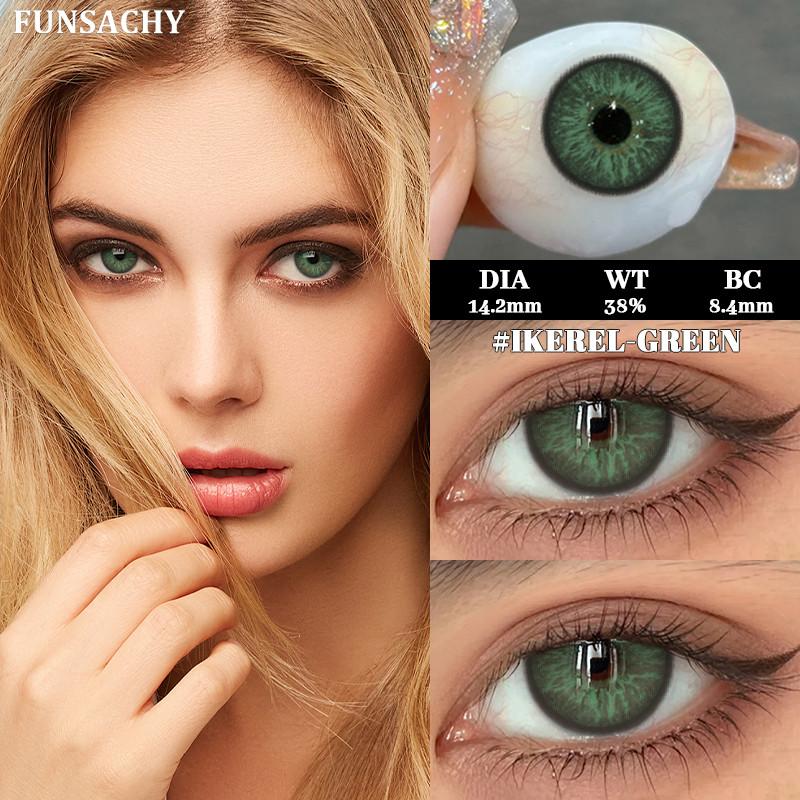 Funsachy 1 Pair Natural Brown Eye Color Contact Lenses Grey Lens High Quality Student Annual Beauty Cosmetics