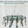 Stainless Steel 24 Clip Hanging Rack Lightweight Clothes Hanger Underwear Socks Clip  Bathroom