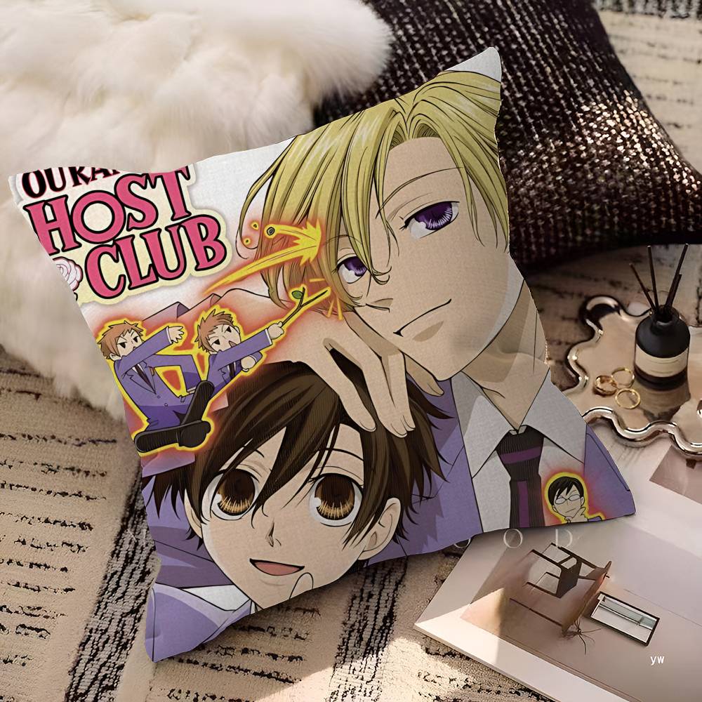Classics Anime Ouran High School Host Club Pillow Covers Cartoon Sofa Home Double-sided Printing Short Plush Cushion Cover