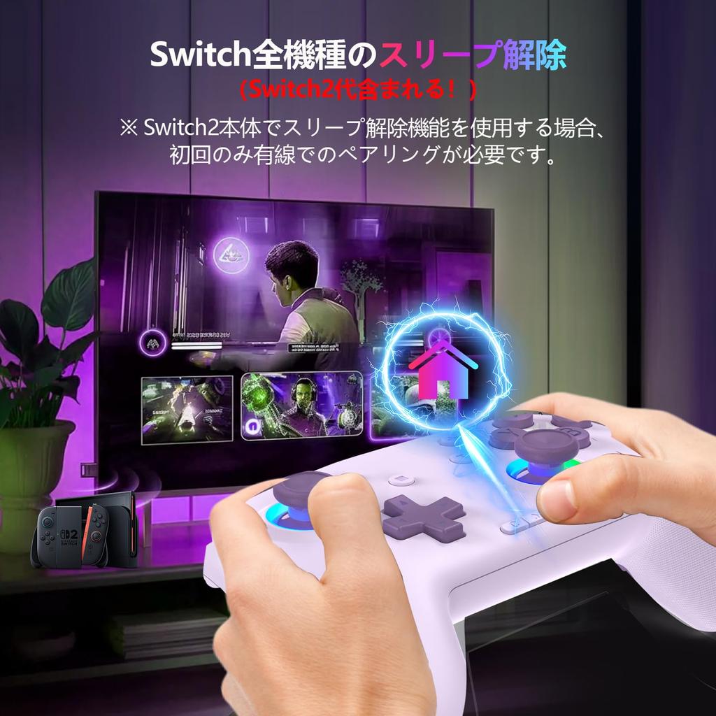 New Switch 2 Sleep Wake C Compatible with Switch Hall Effect Bluetooth Wireless Pro Back Turbo Rapid Macro Gyro HD 1000mAh High Japanese Instruction