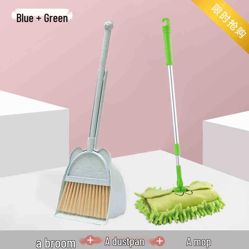Çocuk Mini Süpürge & Faraş Seti - Yumuşak Plastik Öğrenme Aracı